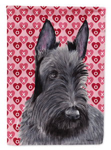 28 x 40 in. Polyester Scottish Terrier Hearts and Love Flag Canvas House Size 2-Sided Heavyweight