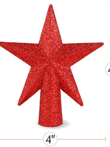 Glitter Star Tree Topper - Christmas Red Decorative Holiday Bethlehem Star Ornament