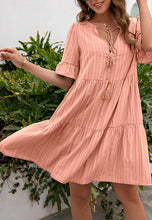 Load image into Gallery viewer, Striped Ruffle Button Dress
