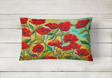 Load image into Gallery viewer, 12 in x 16 in  Outdoor Throw Pillow Poppy Garden Flowers Canvas Fabric Decorative Pillow