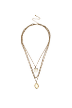 Load image into Gallery viewer, Gold-Plated &amp; Topaz Facet Stone Multi-Layered Pendant Necklace