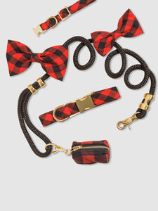 Red and Black Buffalo Check Bow Tie Collar