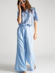 Ainsley French Blue Linen Pants