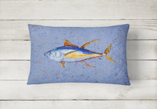 Load image into Gallery viewer, 12 in x 16 in  Outdoor Throw Pillow Tuna on Blue Canvas Fabric Decorative Pillow