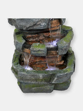 Load image into Gallery viewer, Tiered Stone Waterfall Outdoor Water Fountain Feature with Led - 23&quot;