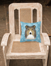 Load image into Gallery viewer, 14 in x 14 in Outdoor Throw PillowSnowflake Sheltie Fabric Decorative Pillow