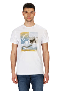 Mens Cline IV Graphic T-Shirt - White Summer Scene Print