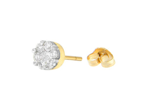 14K Yellow Gold 3/4 cttw Round Cut Diamond Stud Earring