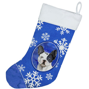 Winter Snowflakes French Bulldog Christmas Stocking
