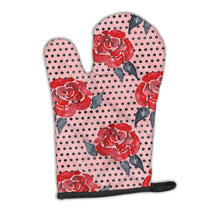 Load image into Gallery viewer, Watercolor Red Roses and Polkadots Oven Mitt
