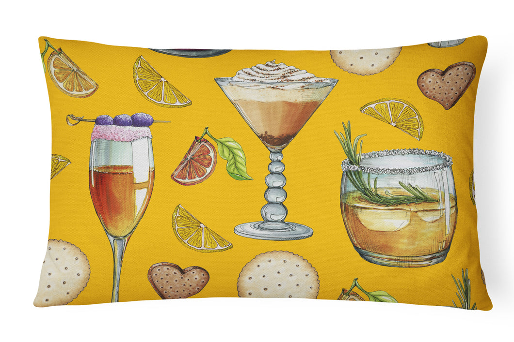 12 in x 16 in  Outdoor Throw Pillow Drinks and Cocktails Gold Canvas Fabric Decorative Pillow