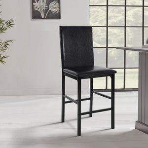 Jemez 40.75 in. Metal and Black Full Back Metal Frame Dining Bar Stool with Faux Leather Seat - Set of 4