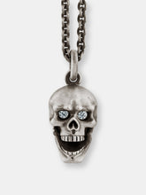 Load image into Gallery viewer, Skull Pendant with Hinged Jaw and Diamond Eyes in Sterling Silver