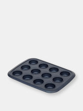 Load image into Gallery viewer, Michael Graves Design Textured Non-Stick 12 Cup Non-Stick Carbon Steel Muffin Pan, Indigo