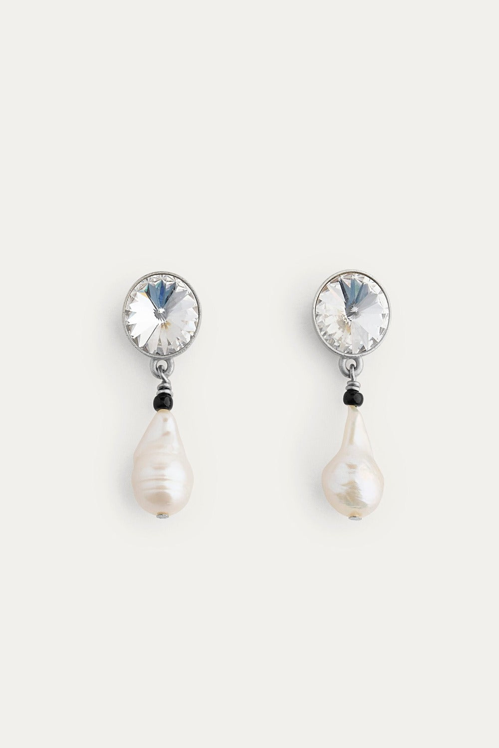 Crystals And Baroque Pearl Pendant Earrings
