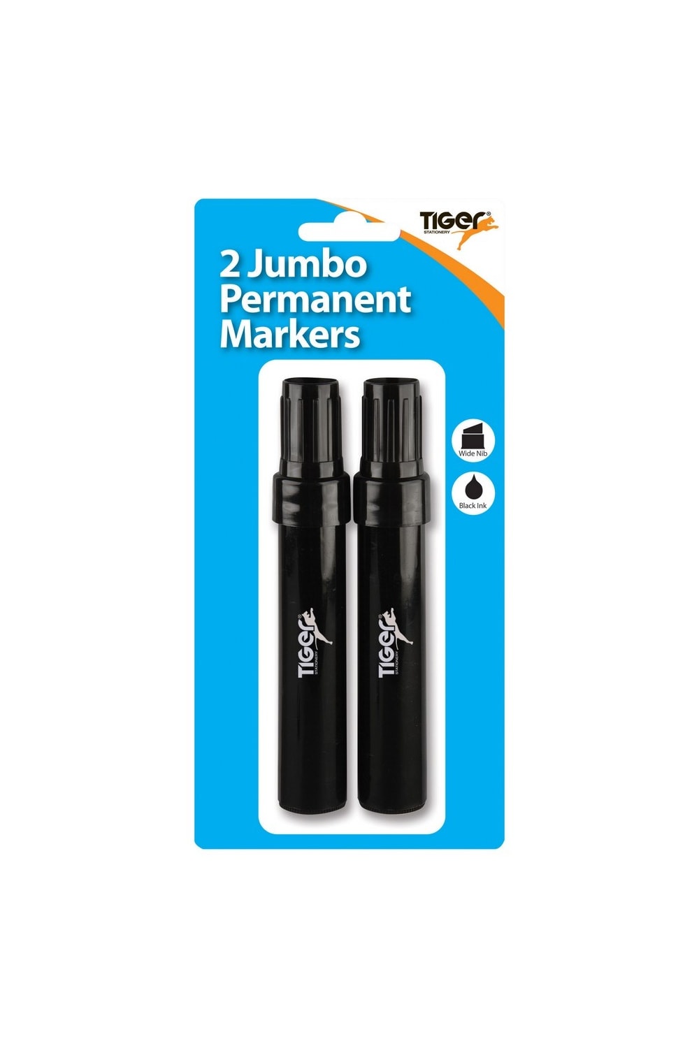 Tiger Stationery Jumbo Permanent Marker Pen Set (Pack of 2) (Black) (One Size)