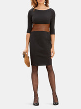 Load image into Gallery viewer, Focus By Shani - Ponte Knit Dress With Leather Waistband