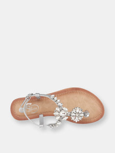 Angie Silver Flat Sandals