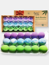 Load image into Gallery viewer, Essential Oil Natural Bath Bombs Gift Set Of 18 Lavender, Eucalyptus, &amp; Mint Shea Butter Moisturizing Bath Bombs