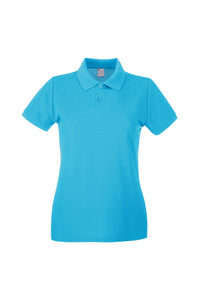 Womens/Ladies Fitted Short Sleeve Casual Polo Shirt (Cyan)