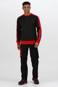 Mens Contrast Crew Sweater - Black/Classic Red
