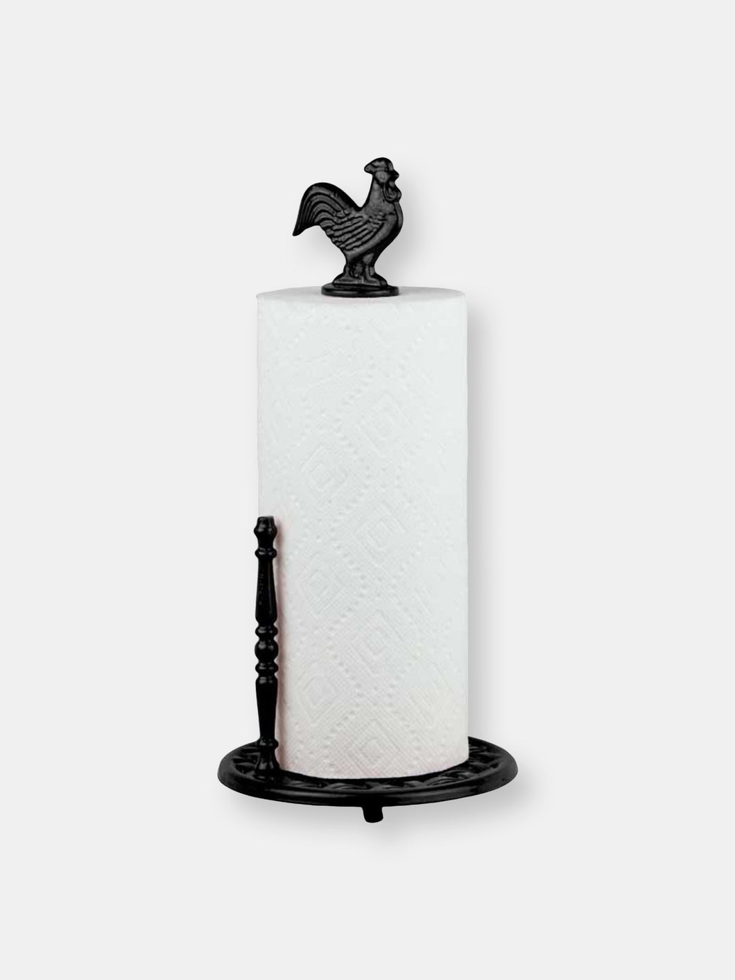 Cast Iron Rooster Paper Towel Holder, Black