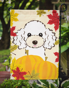 White Poodle Thanksgiving Garden Flag 2-Sided 2-Ply
