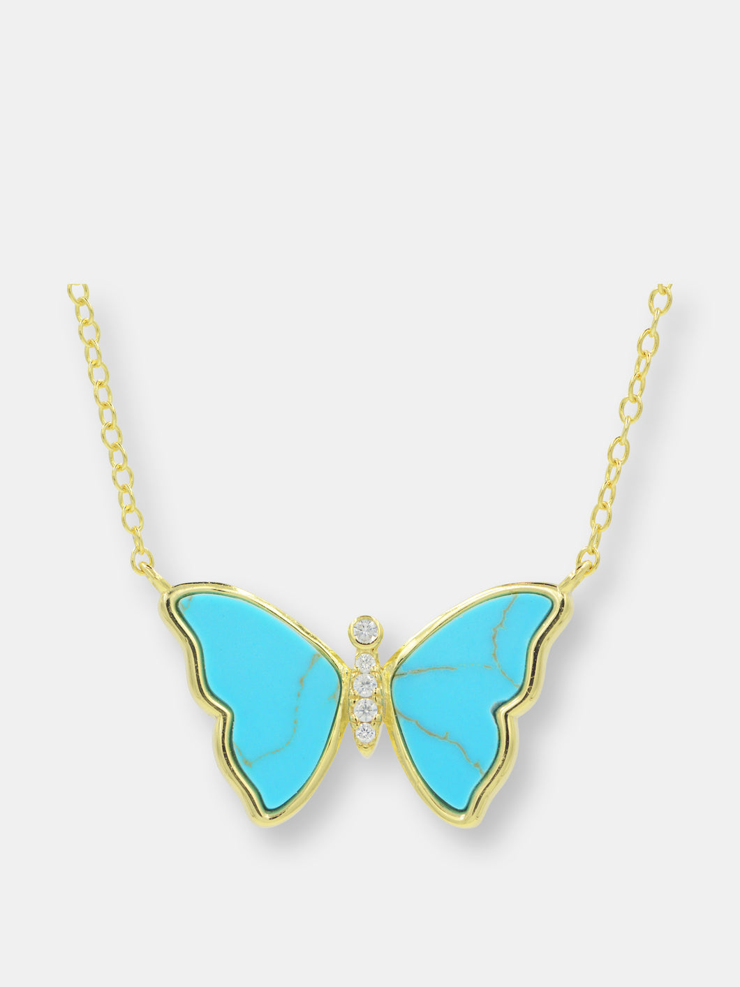 Turquoise Butterfly Necklace With Bezel