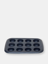 Load image into Gallery viewer, Michael Graves Design Textured Non-Stick 12 Cup Non-Stick Carbon Steel Muffin Pan, Indigo