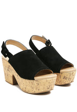 Load image into Gallery viewer, Vendela Leather Slingback Platform Sandal in Black