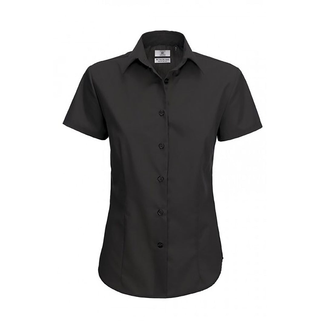 B&C Ladies Smart Short Sleeve Poplin Shirt / Ladies Shirts (Black)