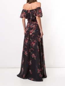 Augusta Printed Gown - Jewel Aubergine