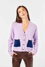 Load image into Gallery viewer, The Christie Cashmere Cardigan - Navy/Lilac