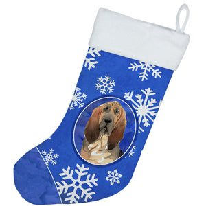 Bloodhound Winter Snowflakes Christmas Stocking