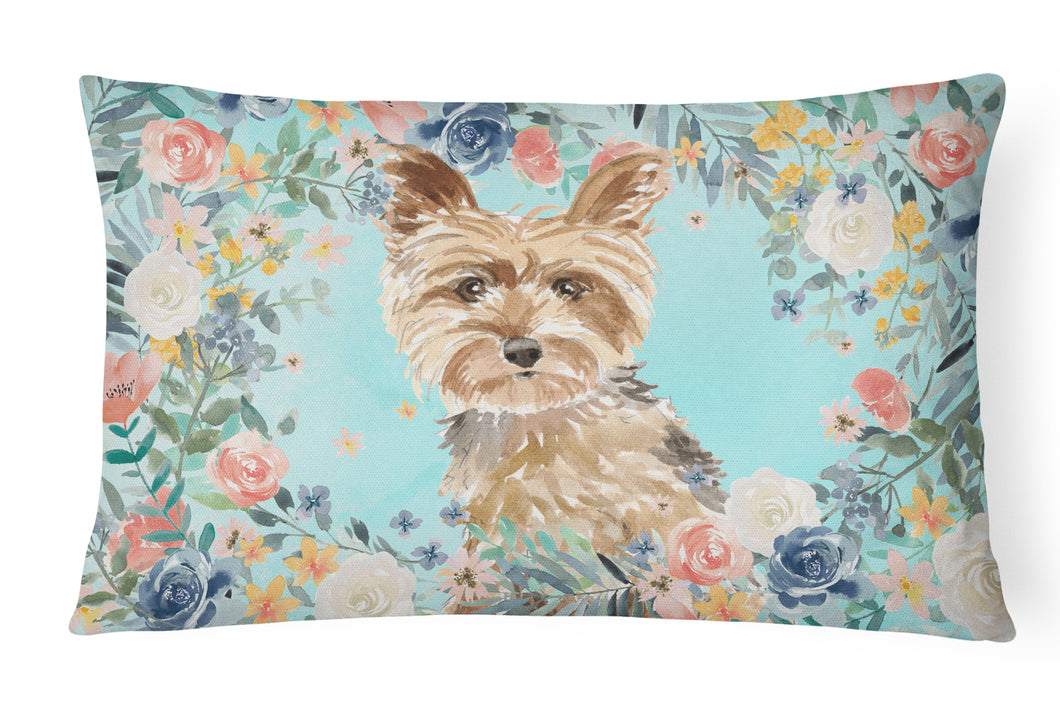 12 in x 16 in  Outdoor Throw Pillow Yorkie Canvas Fabric Decorative Pillow