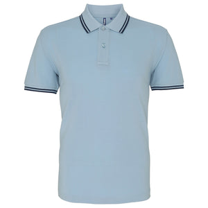 Asquith & Fox Mens Classic Fit Tipped Polo Shirt (Sky/ Navy)