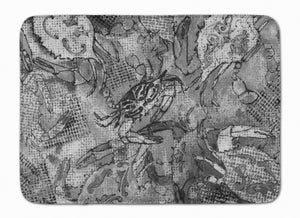19 in x 27 in Grey Canvas Abstract Crabs Machine Washable Memory Foam Mat