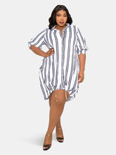 Load image into Gallery viewer, Bubble Hem Stripe Shirt Dress
