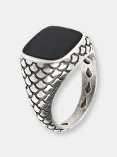 Load image into Gallery viewer, Band Ring With Mermaid Texture - Black Onyx