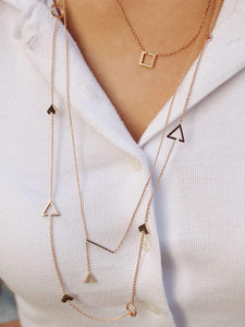 Crane Lariat Bolo Adjustable Triangle Diamond Necklace in 14K Rose Gold Vermeil on Sterling Silver