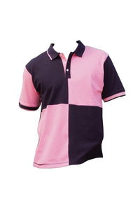 Front Row Mens Quartered House Slim Fit Polo Shirt (Navy/ Pink)