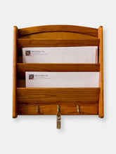 Load image into Gallery viewer, 3 Tier Pine Letter Rack with Key Hooks