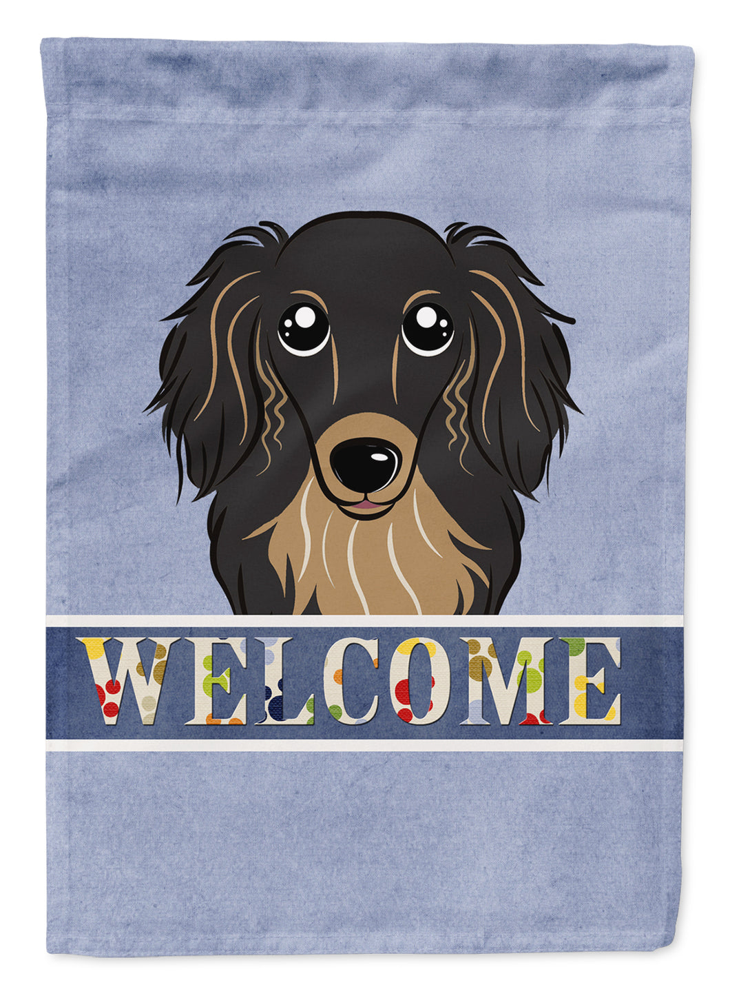 11 x 15 1/2 in. Polyester Longhair Black and Tan Dachshund Welcome Garden Flag 2-Sided 2-Ply