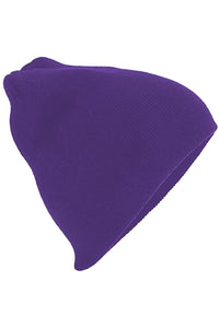 Beechfield Plain Basic Knitted Winter Beanie Hat (Purple)