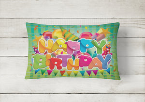 12 in x 16 in  Outdoor Throw Pillow Happy Birthday Canvas Fabric Decorative Pillow