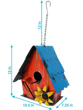 Load image into Gallery viewer, Metal Indoor Outdoor Hanging Sunflower Birdhouse Decorative Garden Decor 12&quot;