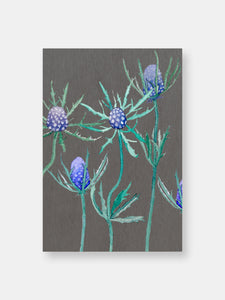 Art Print:  Purple Thistle on Grey