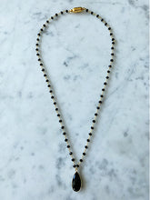 Load image into Gallery viewer, Balmy Nights Black Onyx Drop Pendant Necklace with Black Onyx Chain