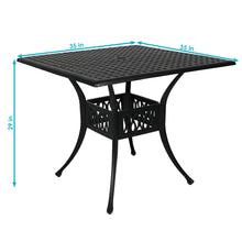 Load image into Gallery viewer, Black Heavy-Duty Cast Aluminum Outdoor Square Patio Dining Table