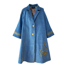 Load image into Gallery viewer, Opera Coat In Embroidered Blue Denim